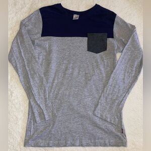 City Threads Gray and Navy Long Sleeve Shirt with Pocket